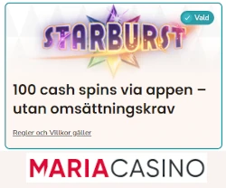 Få 100 freespins på Starburst - utan omsättningskrav Få 100 freespins på Starburst - utan omsättningskrav